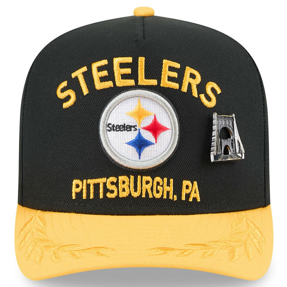 Pittsburgh Steelers New Era 2025 NFL Draft On Stage A-Frame 59FIFTY Fitted Hat - Black/Gold discount