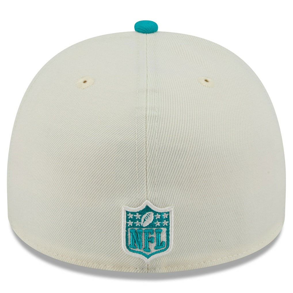Miami Dolphins New Era 2025 NFL Draft A-Frame 59FIFTY Fitted Hat - Cream/Aqua cheap