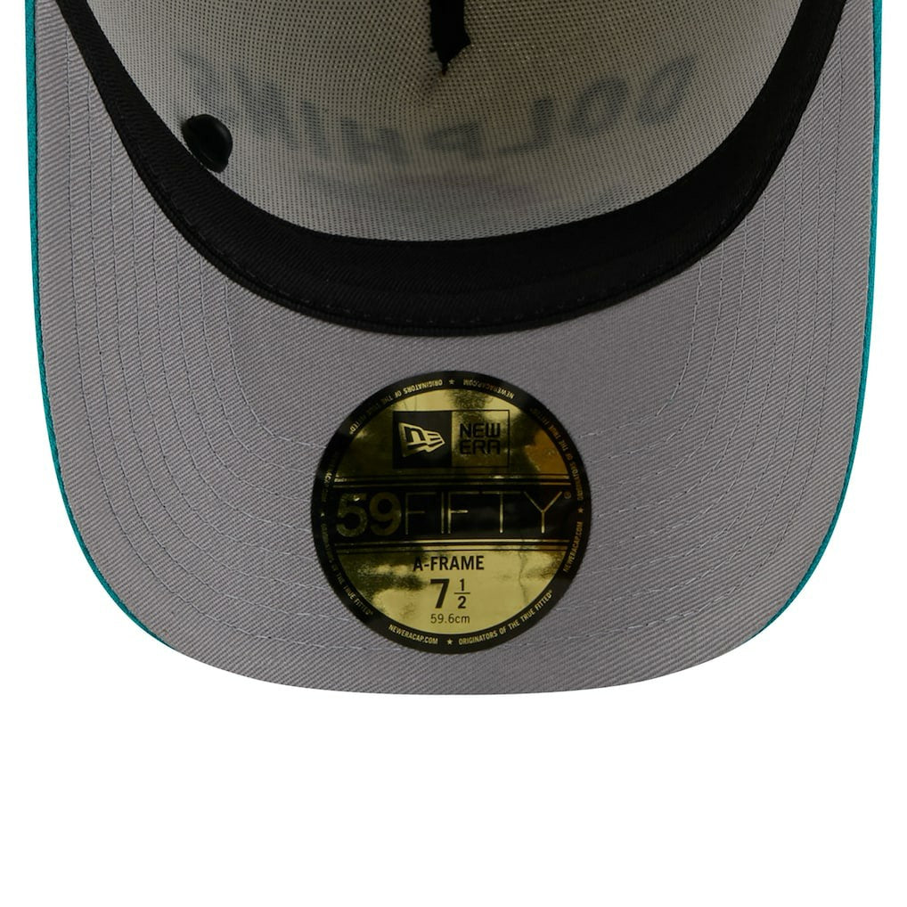 Miami Dolphins New Era 2025 NFL Draft A-Frame 59FIFTY Fitted Hat - Cream/Aqua cheap