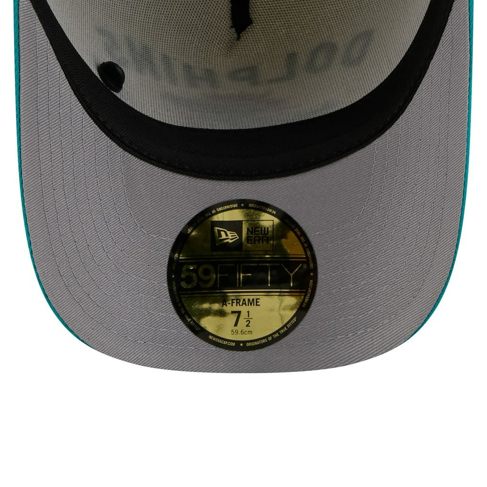Miami Dolphins New Era 2025 NFL Draft A-Frame 59FIFTY Fitted Hat - Cream/Aqua cheap