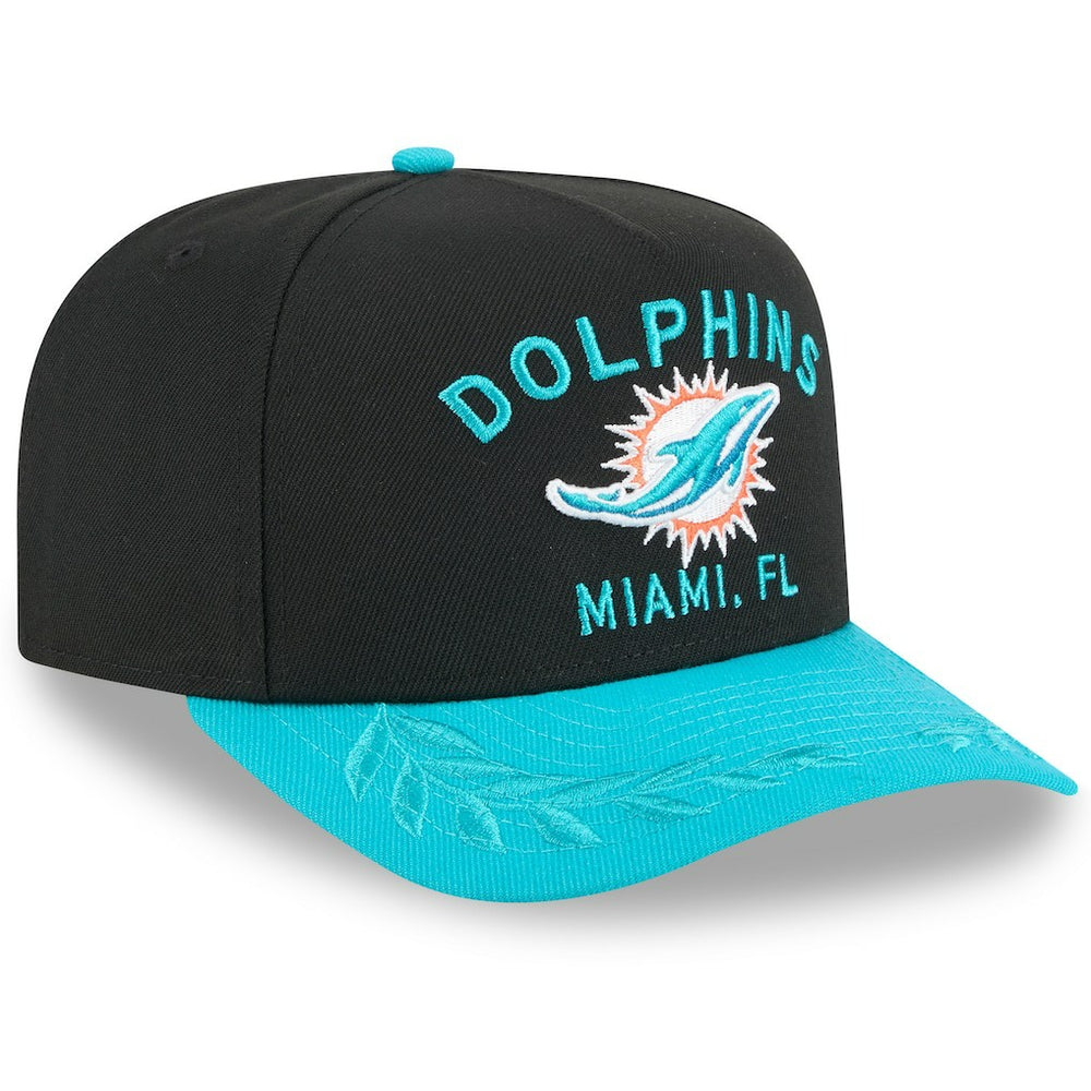 Miami Dolphins New Era 2025 NFL Draft A-Frame 9FIFTY Snapback Hat - Black/Aqua outlet