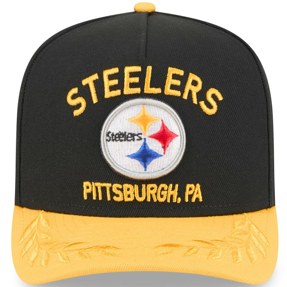 Pittsburgh Steelers New Era 2025 NFL Draft A-Frame 9FIFTY Snapback Hat - Black/Gold for sale