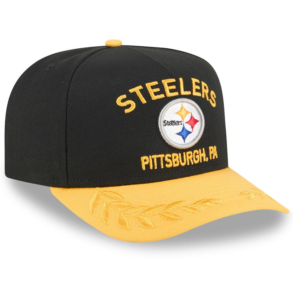 Pittsburgh Steelers New Era 2025 NFL Draft A-Frame 9FIFTY Snapback Hat - Black/Gold for sale