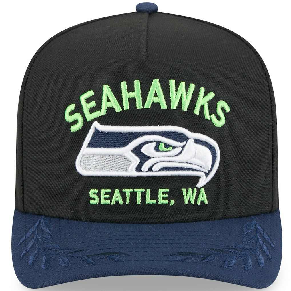 Seattle Seahawks New Era 2025 NFL Draft A-Frame 9FIFTY Snapback Hat - Black/College Navy sale