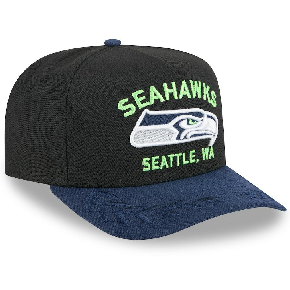 Seattle Seahawks New Era 2025 NFL Draft A-Frame 9FIFTY Snapback Hat - Black/College Navy sale