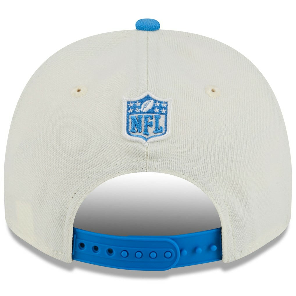 Detroit Lions New Era 2025 NFL Draft A-Frame 9FIFTY Snapback Hat - Cream/Blue discount