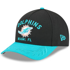 Miami Dolphins New Era 2025 NFL Draft 9FORTY A-Frame M-Crown Adjustable Hat - Black/Aqua cheap