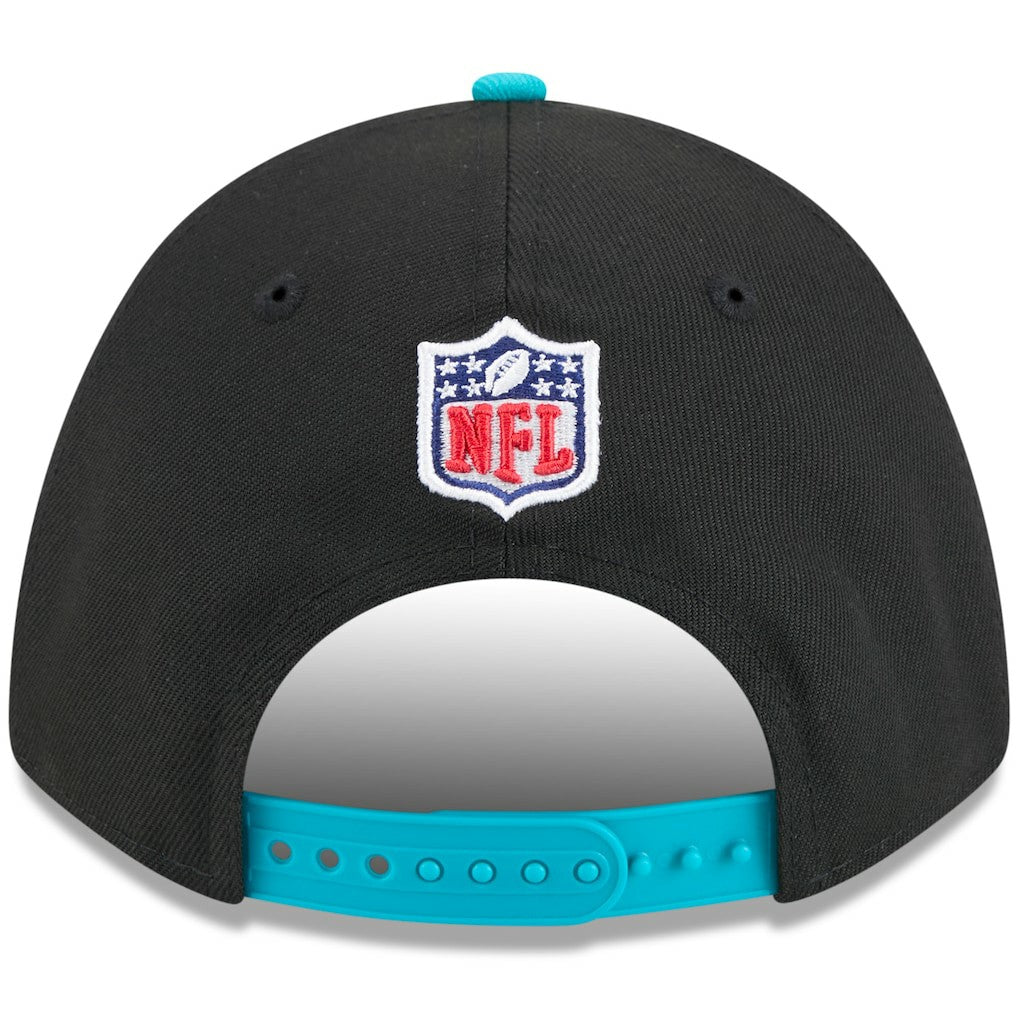 Miami Dolphins New Era 2025 NFL Draft 9FORTY A-Frame M-Crown Adjustable Hat - Black/Aqua cheap
