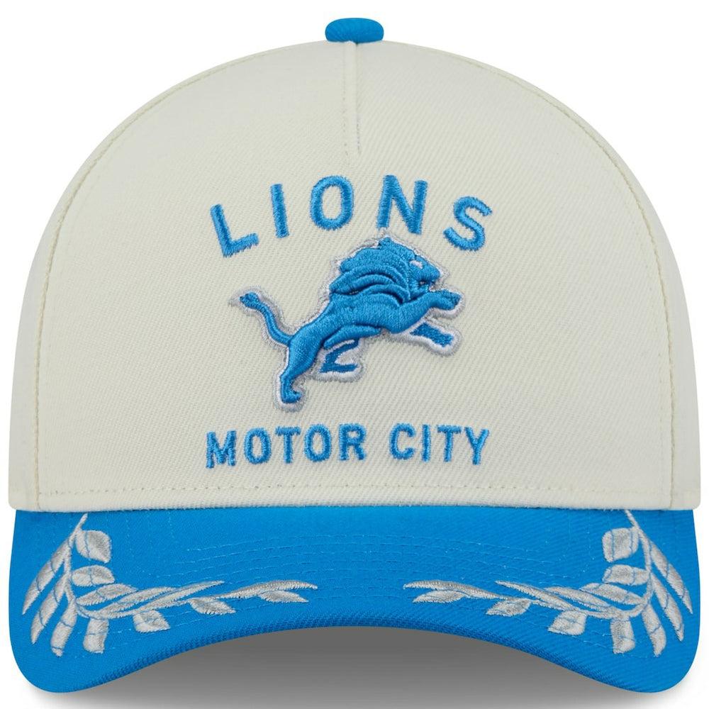 Detroit Lions New Era 2025 NFL Draft 9FORTY A-Frame M-Crown Adjustable Hat - Cream/Blue discount