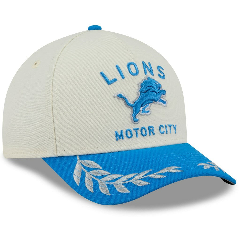 Detroit Lions New Era 2025 NFL Draft 9FORTY A-Frame M-Crown Adjustable Hat - Cream/Blue discount