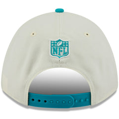 Miami Dolphins New Era 2025 NFL Draft 9FORTY A-Frame M-Crown Adjustable Hat - Cream/Aqua discount