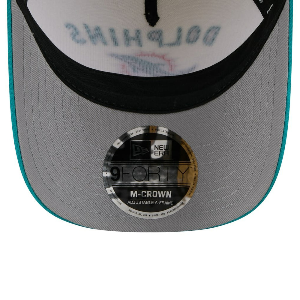 Miami Dolphins New Era 2025 NFL Draft 9FORTY A-Frame M-Crown Adjustable Hat - Cream/Aqua discount