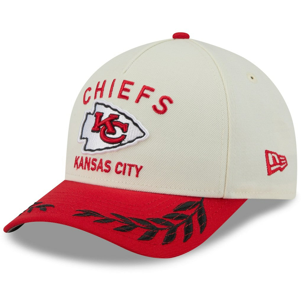 Kansas City Chiefs New Era 2025 NFL Draft 9FORTY A-Frame M-Crown Adjustable Hat - Cream/Red on sale