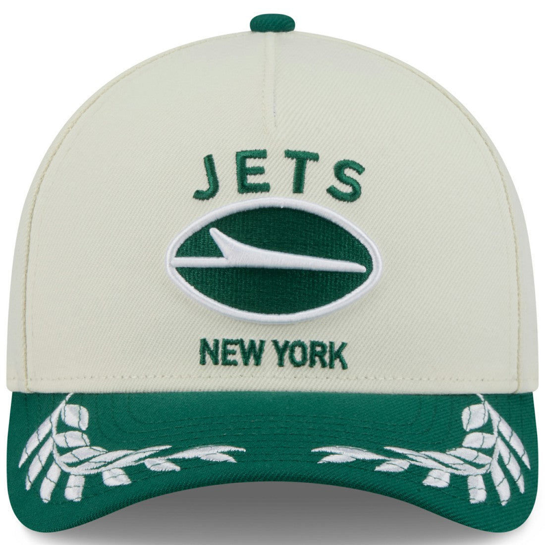 New York Jets New Era 2025 NFL Draft 9FORTY A-Frame M-Crown Adjustable Hat - Cream/Green for sale