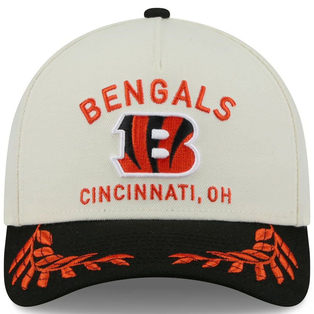 Cincinnati Bengals New Era 2025 NFL Draft 9FORTY A-Frame M-Crown Adjustable Hat - Cream/Black on sale