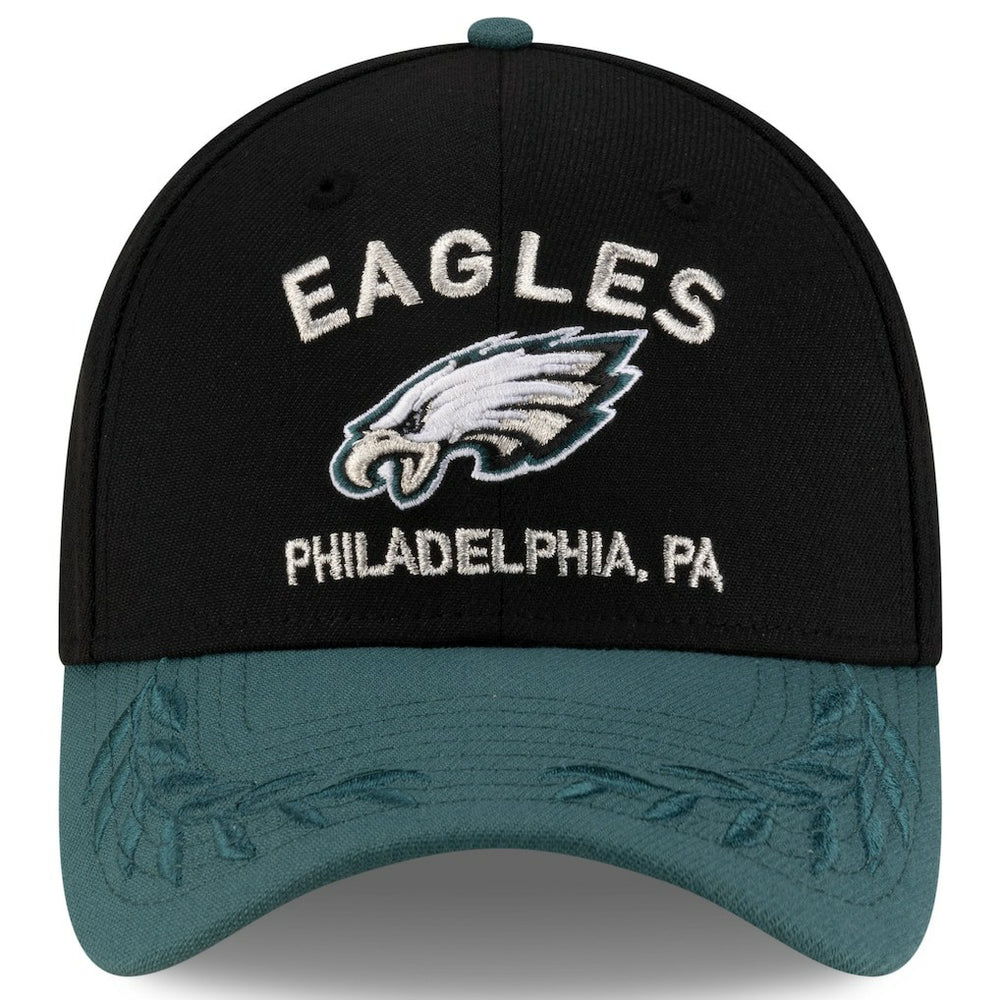 Philadelphia Eagles New Era 2025 NFL Draft 39THIRTY Flex Hat - Black/Midnight Green sale