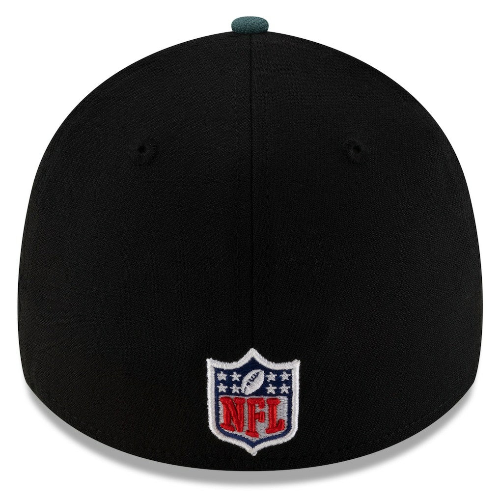 Philadelphia Eagles New Era 2025 NFL Draft 39THIRTY Flex Hat - Black/Midnight Green sale