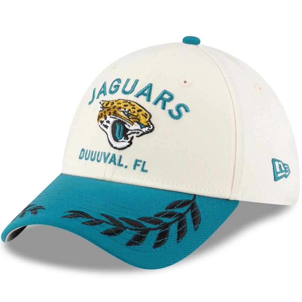 Jacksonville Jaguars New Era 2025 NFL Draft 39THIRTY Flex Hat - Cream/Teal on sale