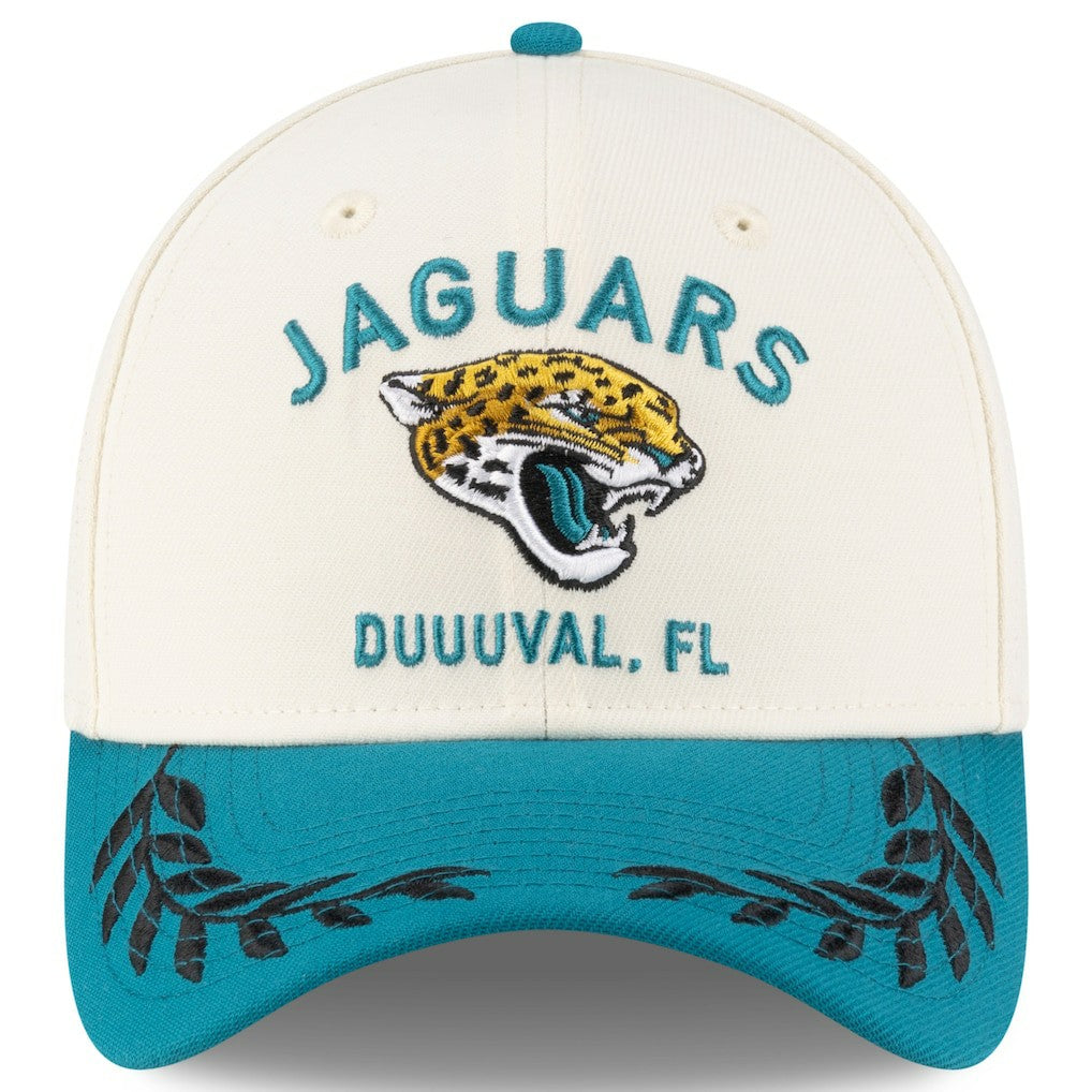 Jacksonville Jaguars New Era 2025 NFL Draft 39THIRTY Flex Hat - Cream/Teal on sale