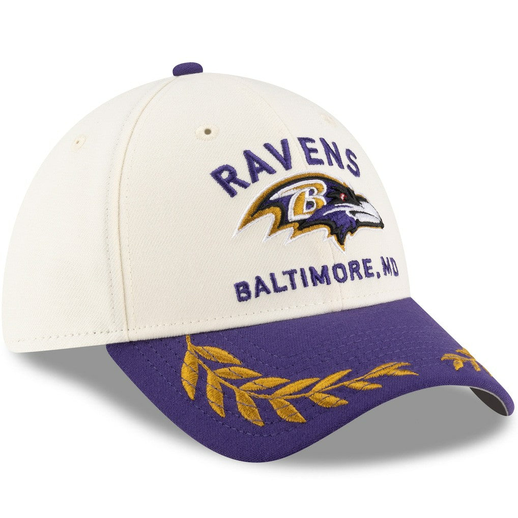 Baltimore Ravens New Era 2025 NFL Draft 39THIRTY Flex Hat - Cream/Purple discount