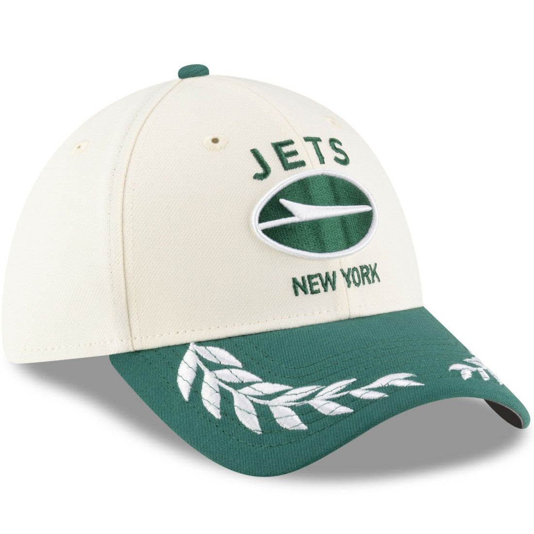 New York Jets New Era 2025 NFL Draft 39THIRTY Flex Hat - Cream/Green for sale