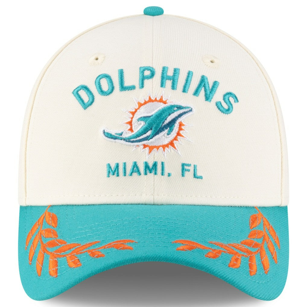 Miami Dolphins New Era 2025 NFL Draft 39THIRTY Flex Hat - Cream/Aqua outlet