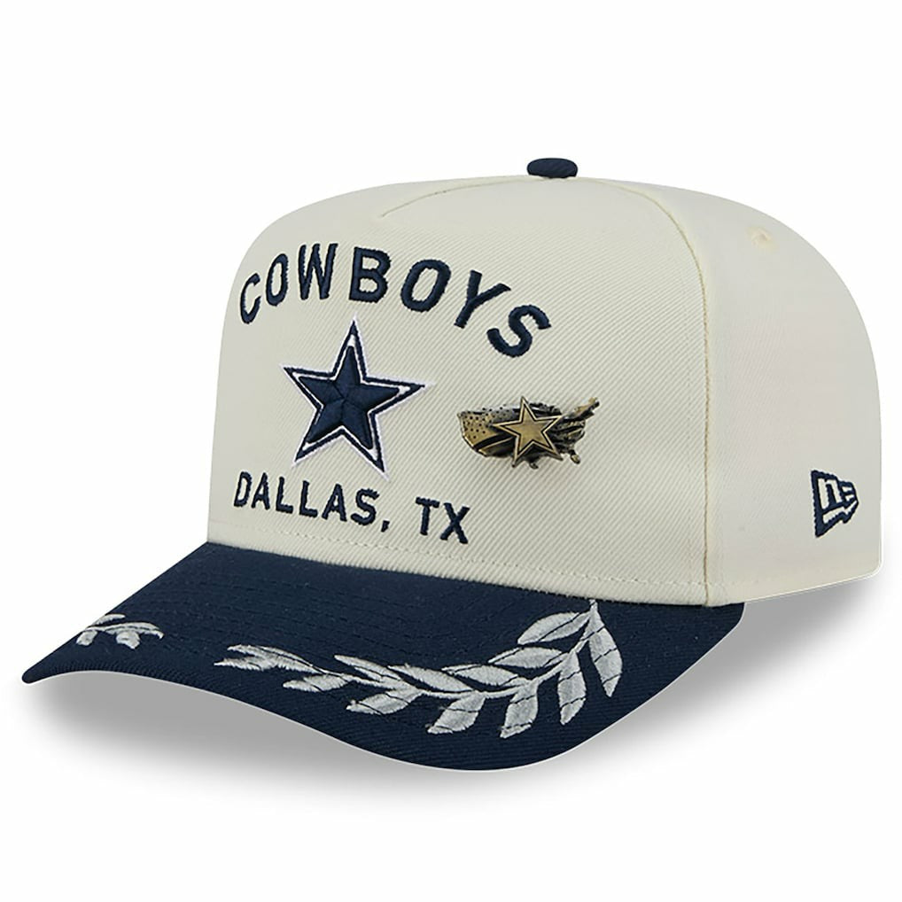 Dallas Cowboys New Era 2025 NFL Draft A-Frame 59FIFTY Fitted Hat - Cream/Navy on sale