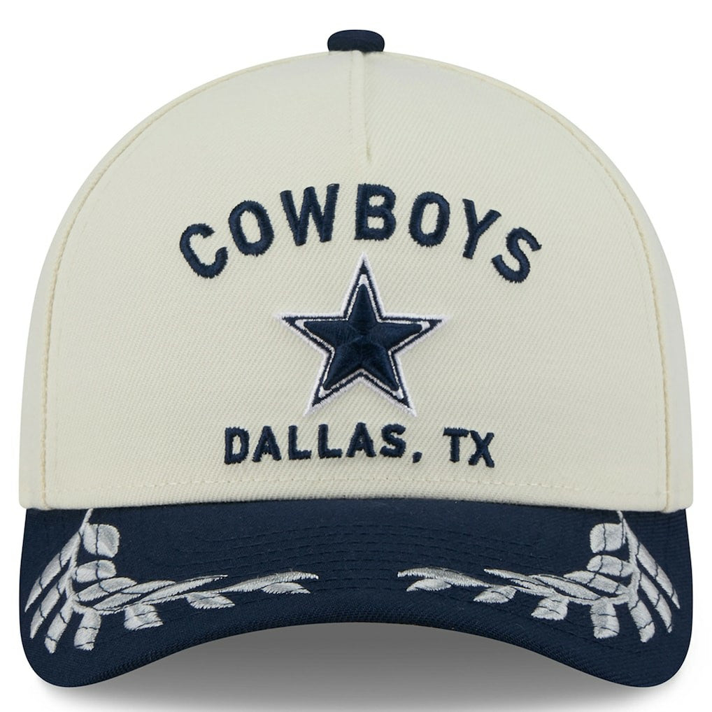Dallas Cowboys New Era 2025 NFL Draft 9FORTY A-Frame M-Crown Adjustable Hat - Cream/Navy online