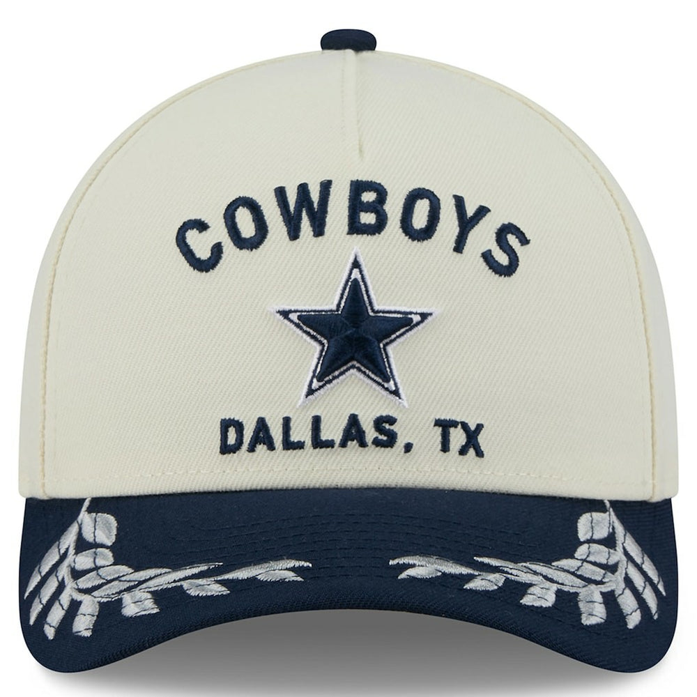 Dallas Cowboys New Era 2025 NFL Draft 9FORTY A-Frame M-Crown Adjustable Hat - Cream/Navy online