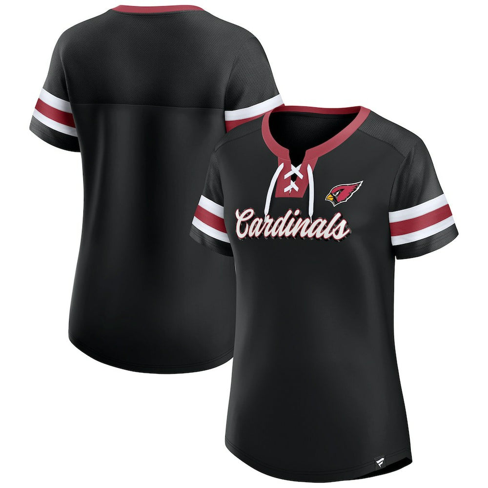 Arizona Cardinals Women's Original State Lace-Up T-Shirt - Black for sale