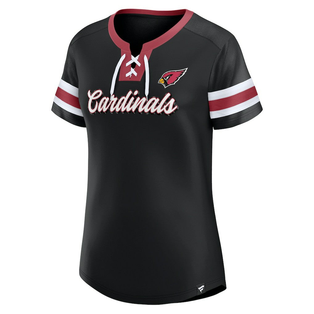 Arizona Cardinals Women's Original State Lace-Up T-Shirt - Black for sale