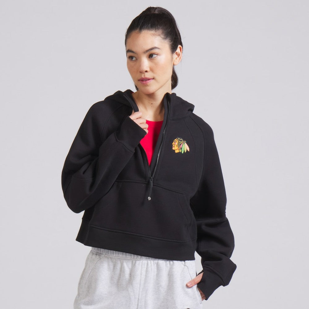 Chicago Blackhawks lululemon Women's Scuba Oversized Half-Zip Hoodie - Black Hoodies