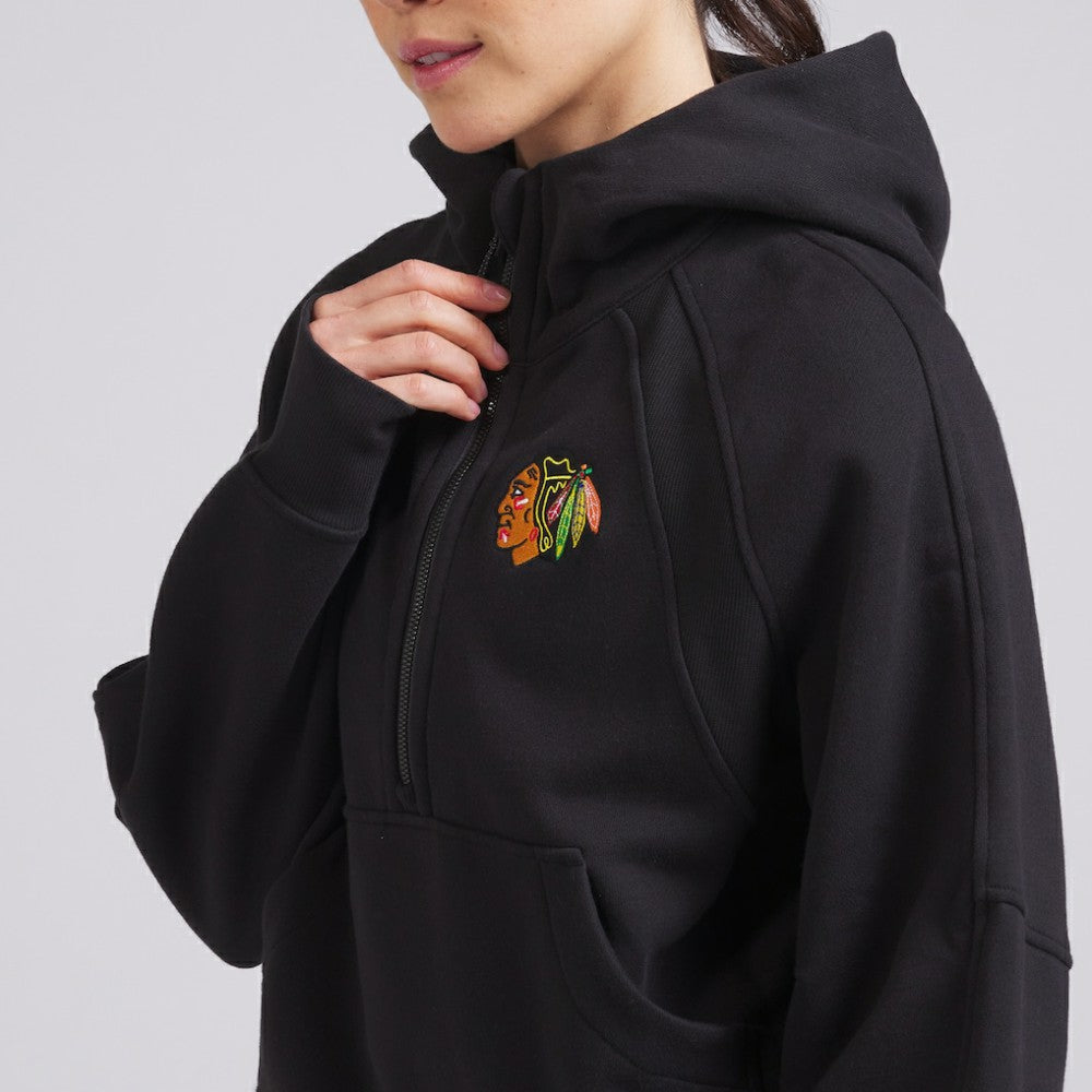 Chicago Blackhawks lululemon Women's Scuba Oversized Half-Zip Hoodie - Black Hoodies