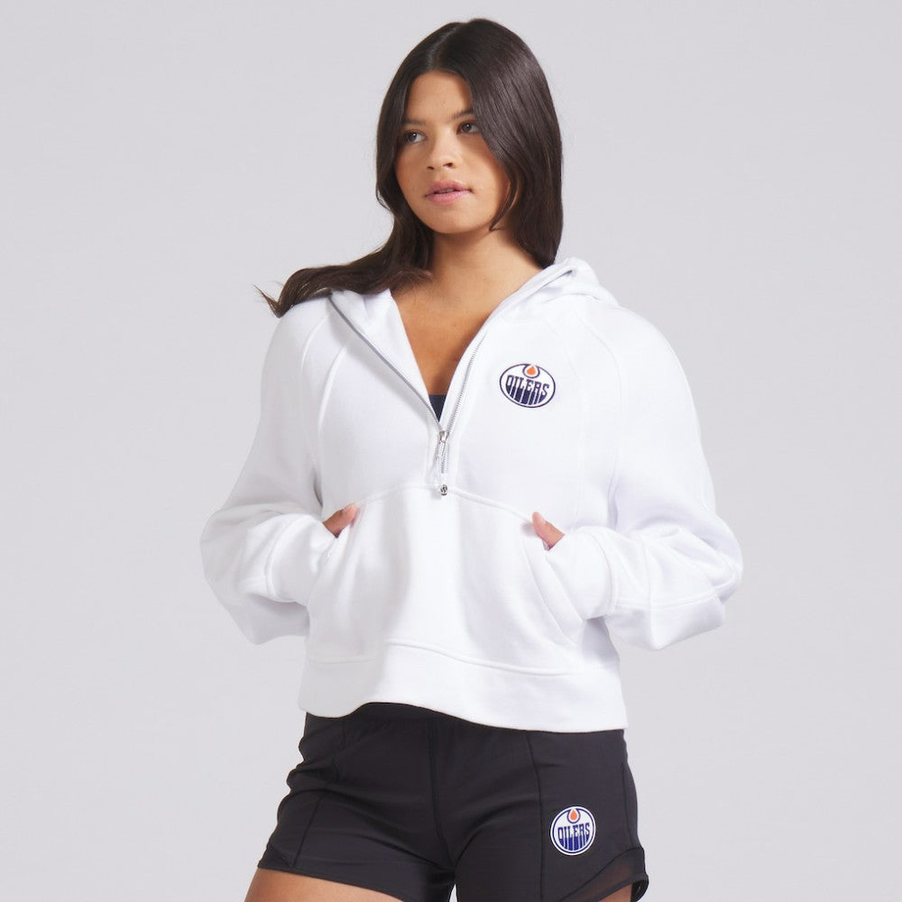Edmonton Oilers lululemon Women's Scuba Oversized Half-Zip Hoodie - White Hoodies