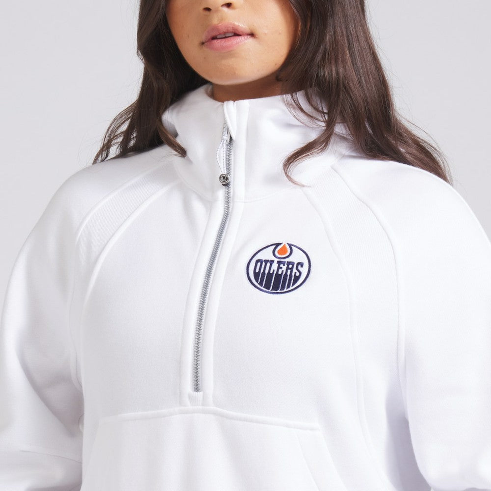 Edmonton Oilers lululemon Women's Scuba Oversized Half-Zip Hoodie - White Hoodies