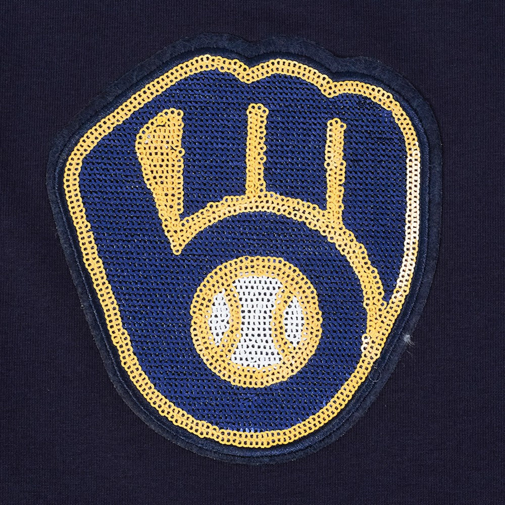 Milwaukee Brewers Pro Standard Women's Game Day Classics Baby Doll Cropped T-Shirt Navy