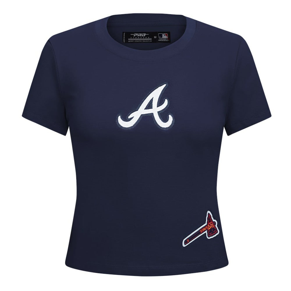 Atlanta Braves Pro Standard Women's Game Day Classics Baby Doll Cropped T-Shirt Navy