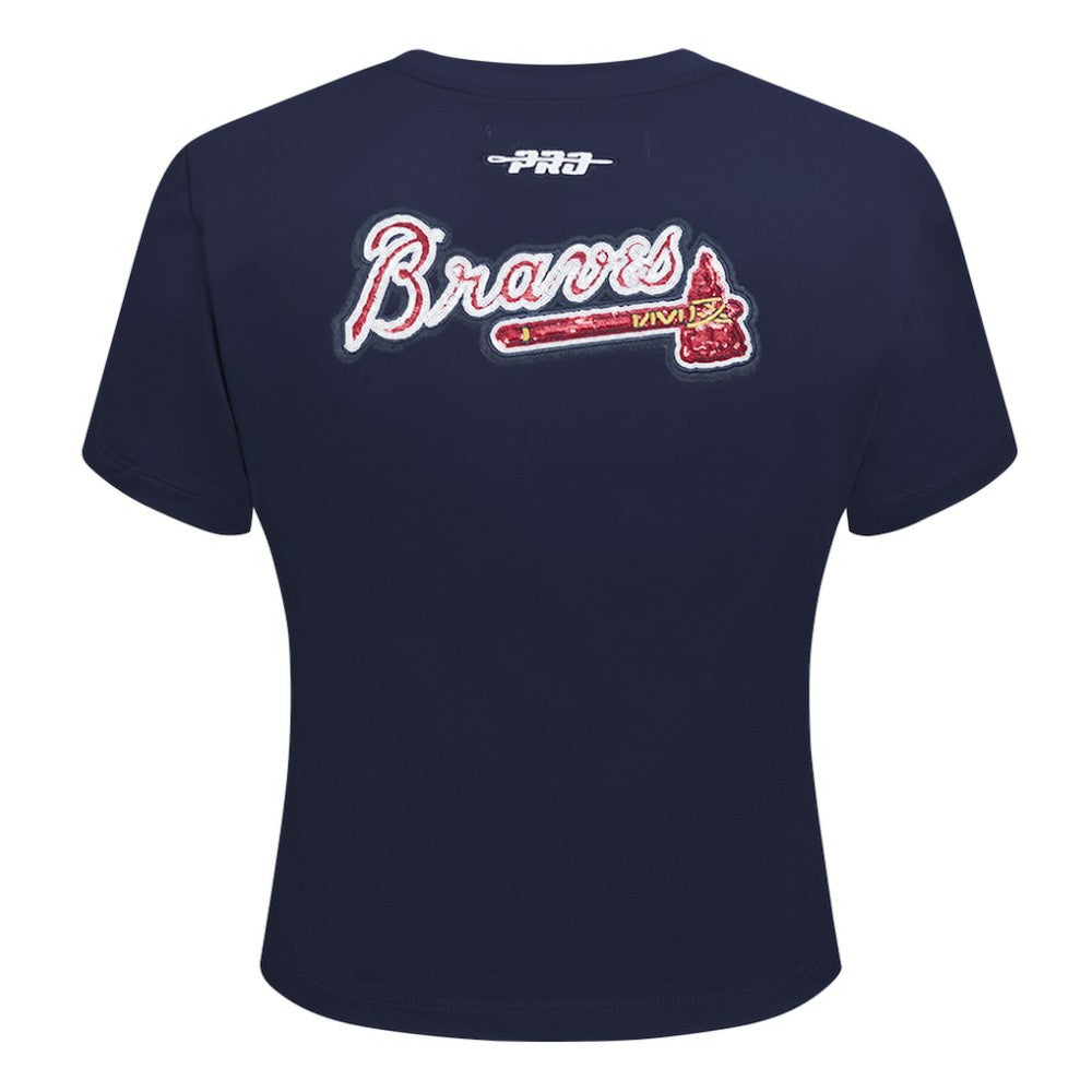 Atlanta Braves Pro Standard Women's Game Day Classics Baby Doll Cropped T-Shirt Navy