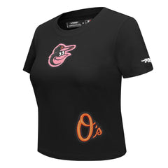 Baltimore Orioles Pro Standard Women's Game Day Classics Baby Doll Cropped T-Shirt Black