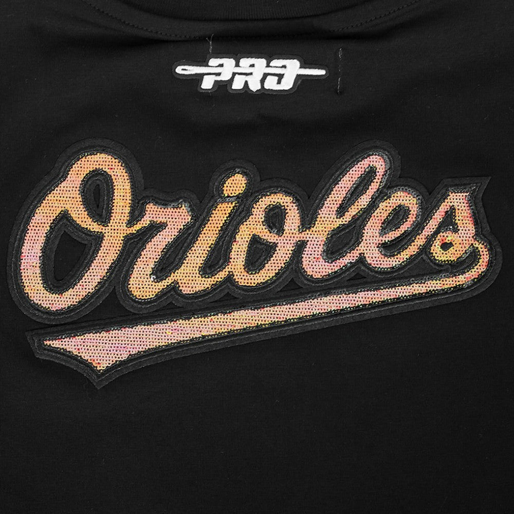 Baltimore Orioles Pro Standard Women's Game Day Classics Baby Doll Cropped T-Shirt Black