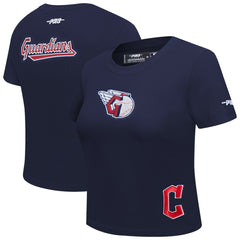 Cleveland Guardians Pro Standard Women's Game Day Classics Baby Doll Cropped T-Shirt Navy