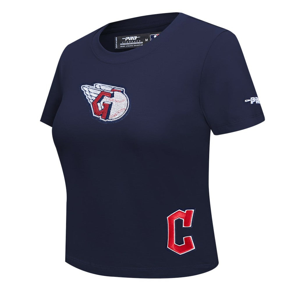 Cleveland Guardians Pro Standard Women's Game Day Classics Baby Doll Cropped T-Shirt Navy