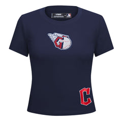 Cleveland Guardians Pro Standard Women's Game Day Classics Baby Doll Cropped T-Shirt Navy