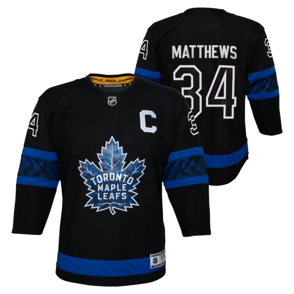 Auston Matthews Toronto Maple Leafs Youth Alternate Premier Player Jersey - Black Jerseys