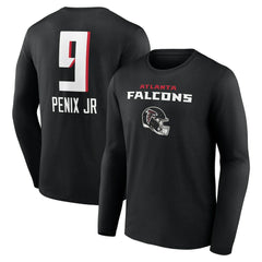 Michael Penix Jr. Atlanta Falcons Name & Number Team Wordmark Long Sleeve T-Shirt - Black sale