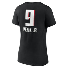 Michael Penix Jr. Atlanta Falcons Women's Name & Number Team Wordmark V-Neck T-Shirt - Black sale