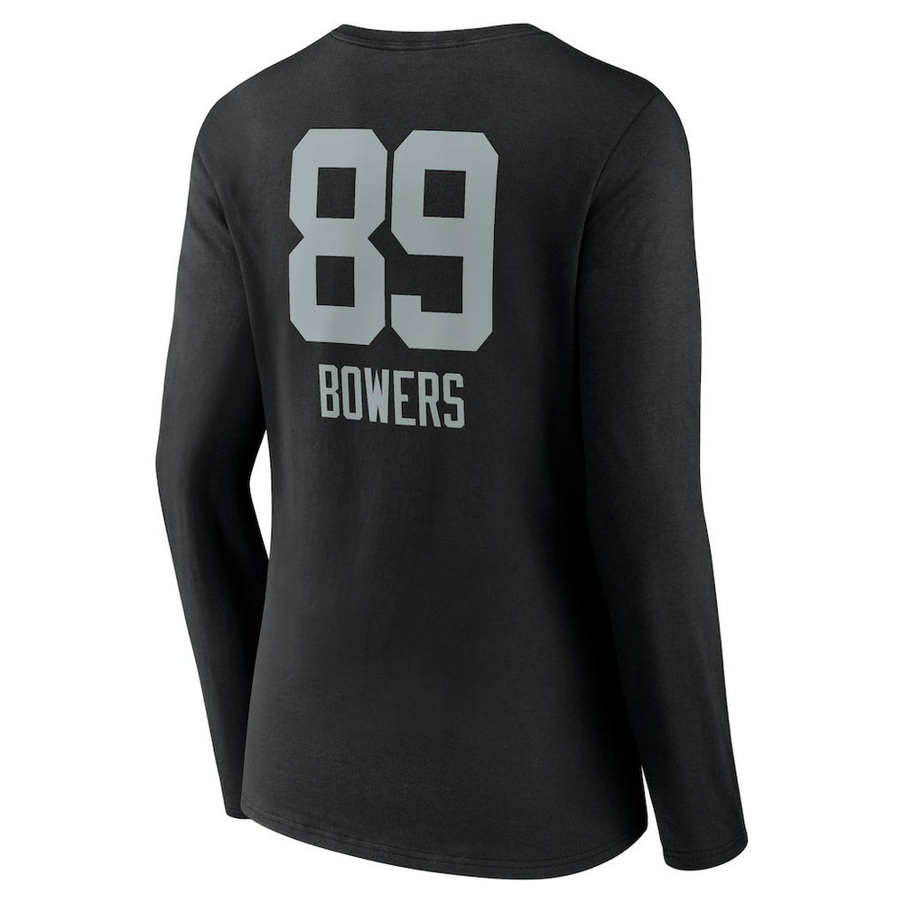 Brock Bowers Las Vegas Raiders Women's Name & Number Team Wordmark Long Sleeve V-Neck T-Shirt - Black cheap