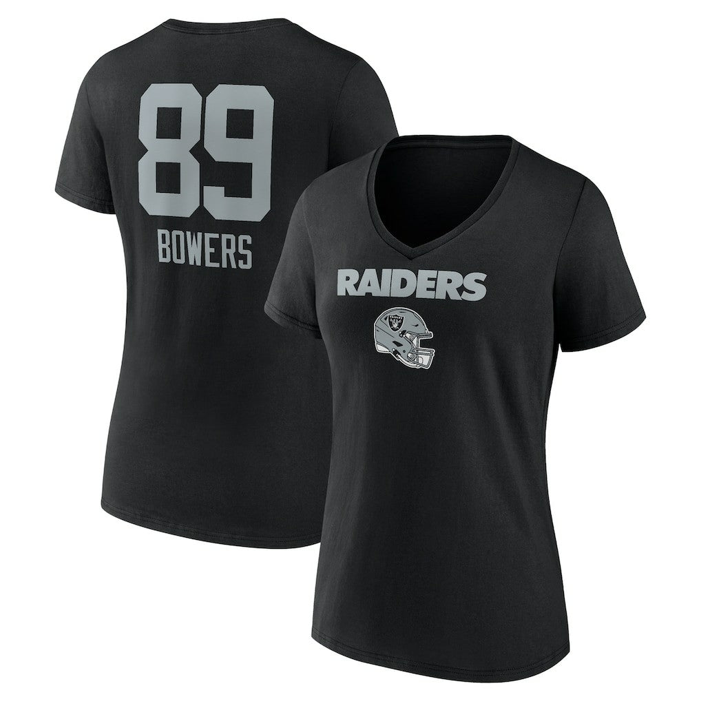 Brock Bowers Las Vegas Raiders Women's Name & Number Team Wordmark V-Neck T-Shirt - Black online
