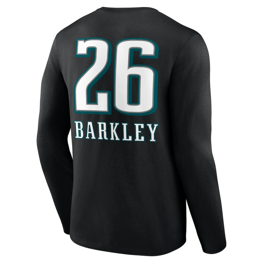 Saquon Barkley Philadelphia Eagles Name & Number Team Wordmark Long Sleeve T-Shirt - Black cheap