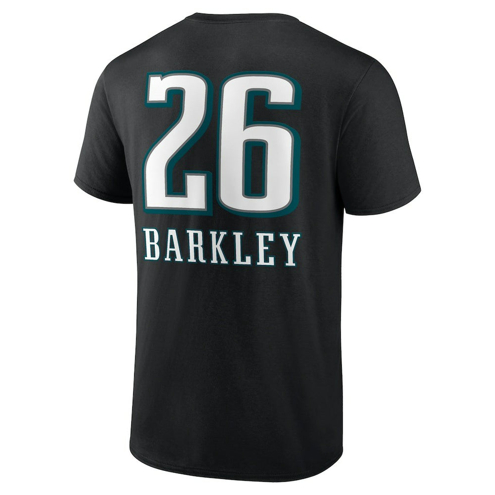 Saquon Barkley Philadelphia Eagles Name & Number Team Wordmark T-Shirt - Black discount